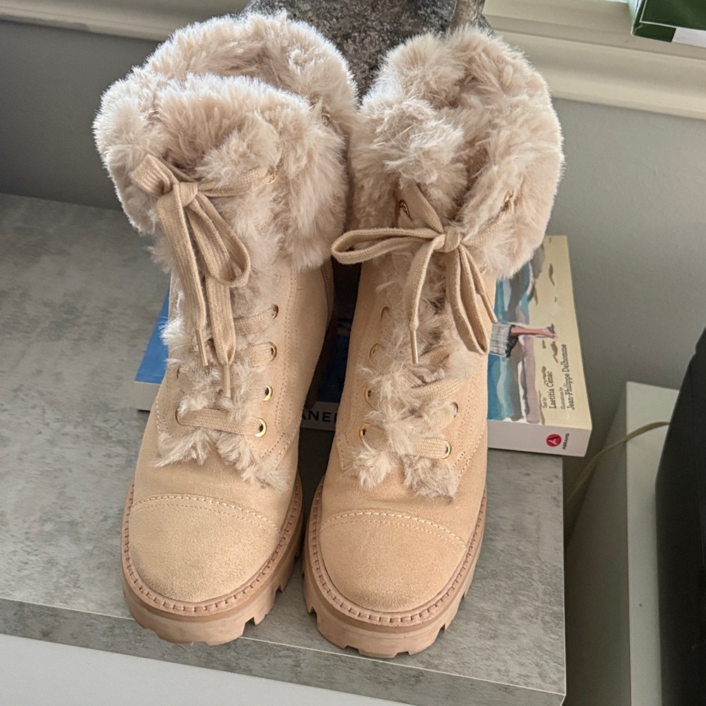 Kate Spade Beige Fur-Lined Winter Boots